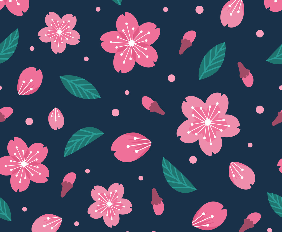Cute Cherry Blossom Seamless Pattern Background