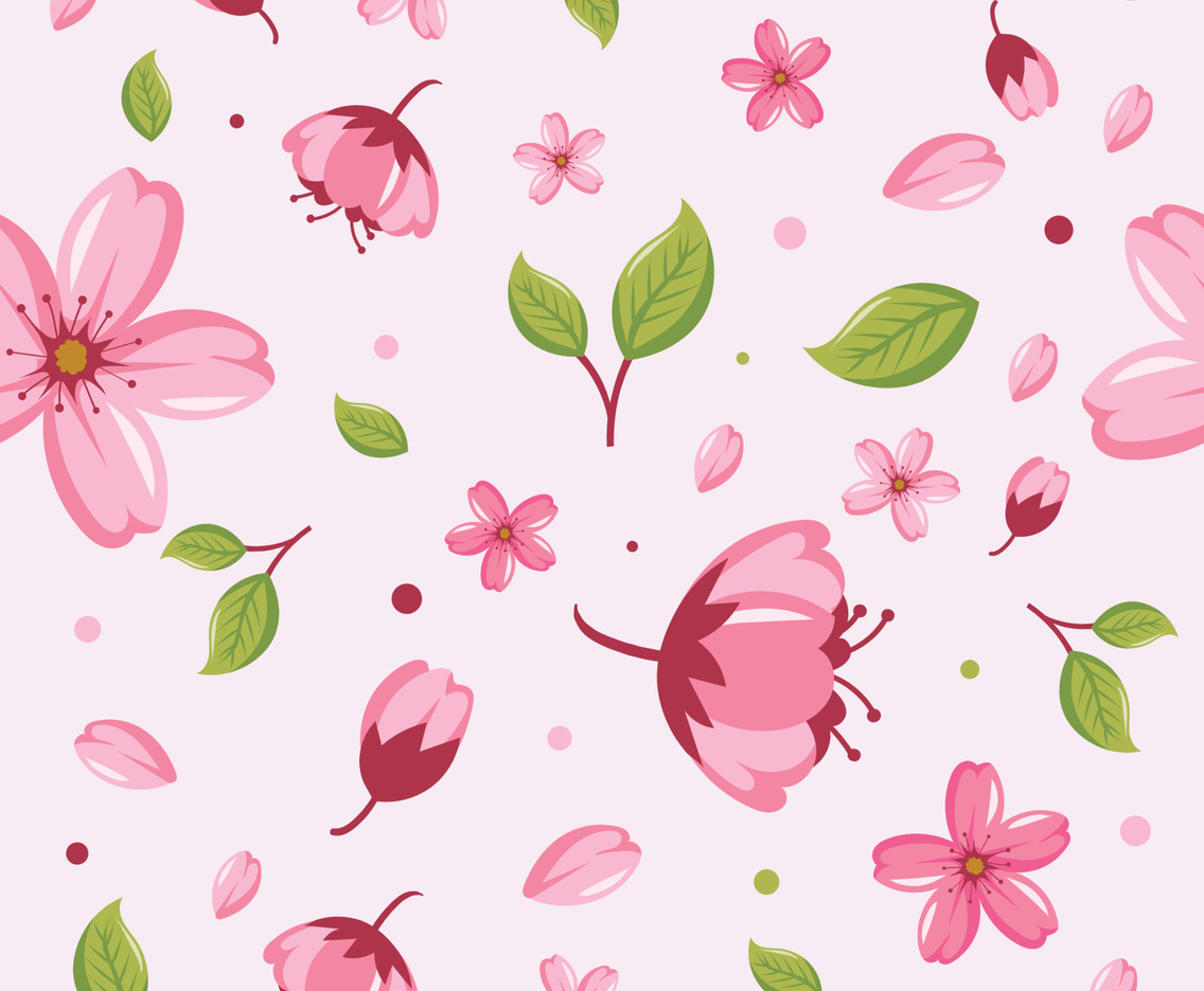 Cute Cherry Blossom Seamless Pattern