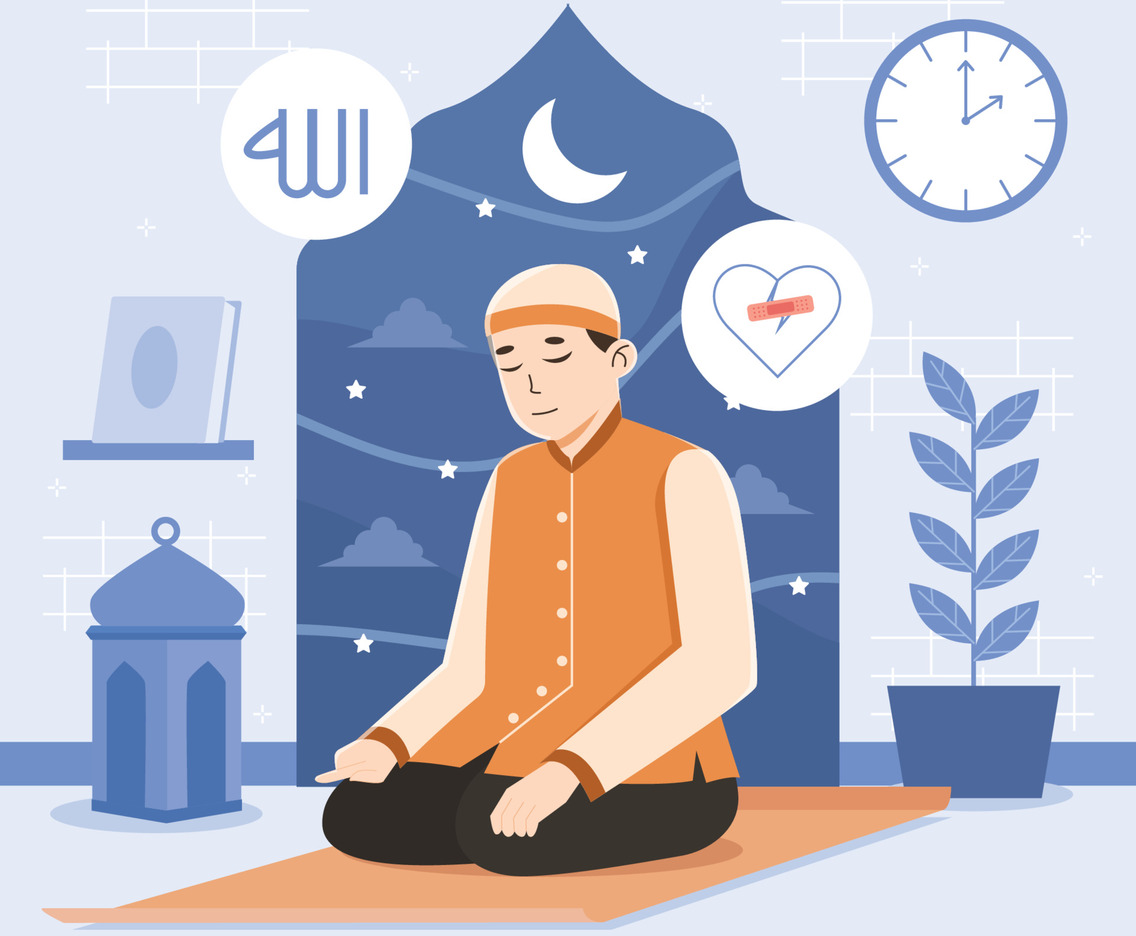 A Man Prays In The Mosque