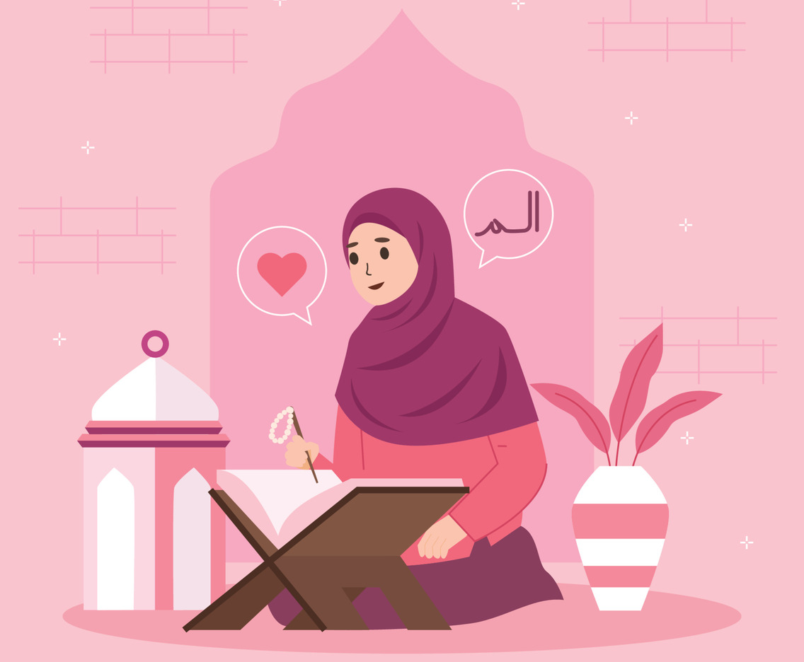A Muslim Woman Reading The Qur'an