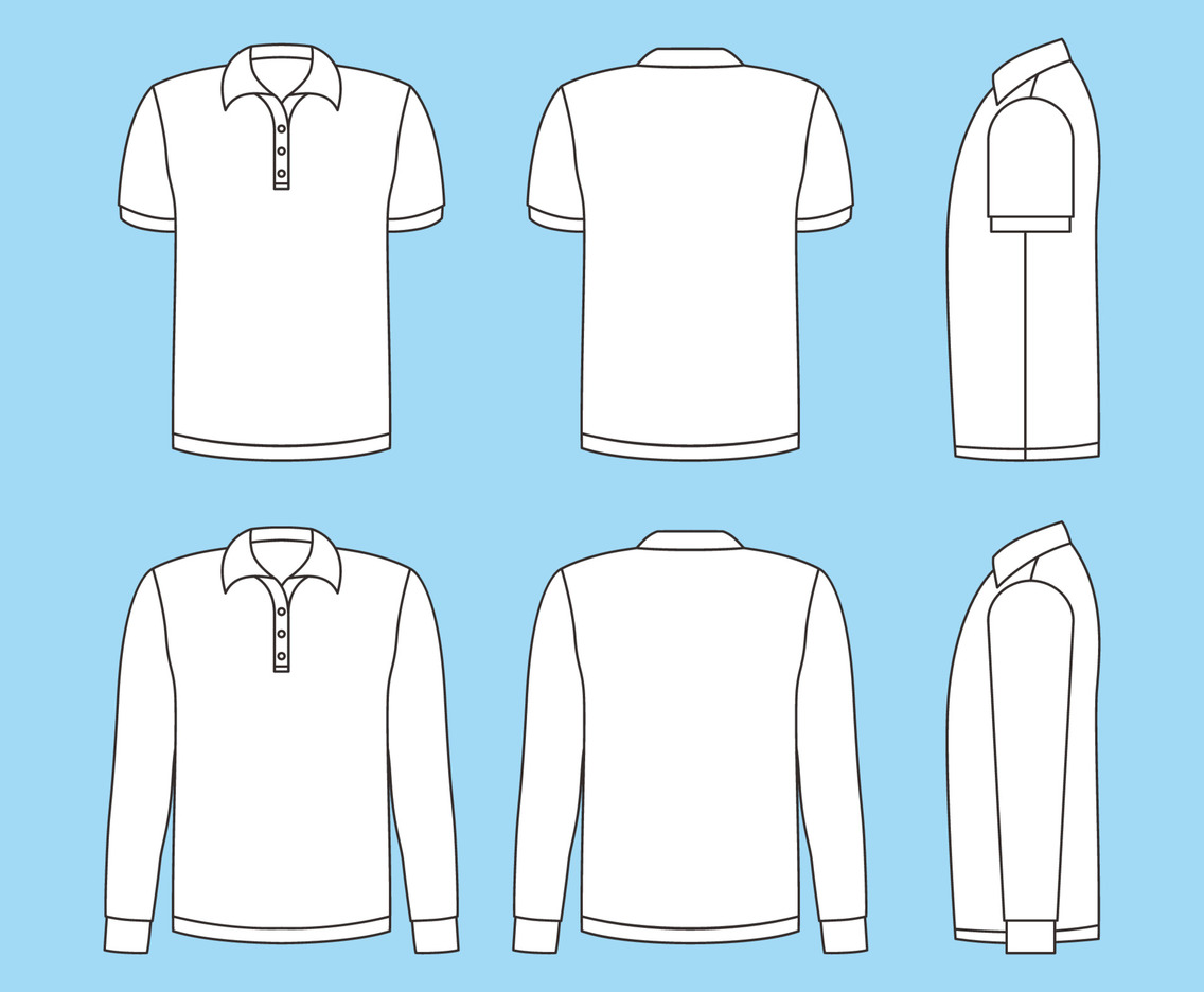 Outline Polo Mock up with Alternative Sleeve Length and Preview Side