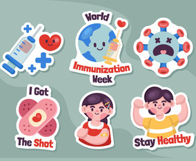 World Immunization Week Sticker Set Concept