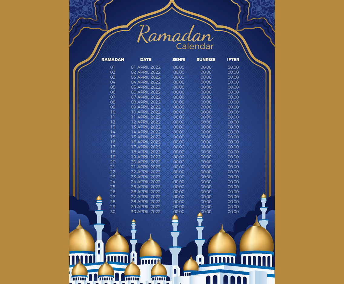 Fasting Month Calendar Template