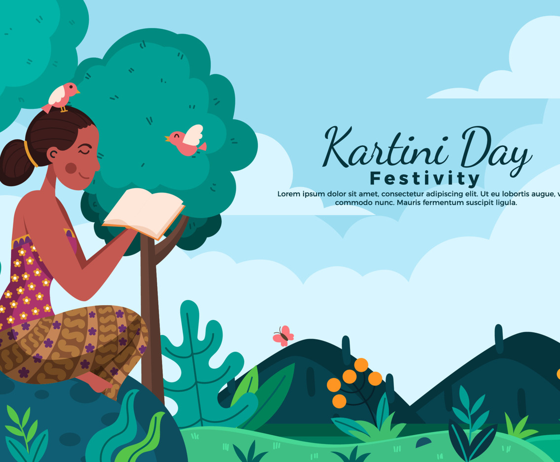Kartini Day Background with Javanese Female Character