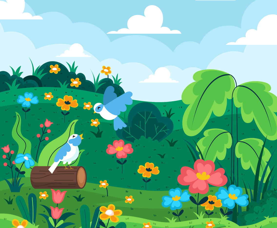 Spring Birds inBeautiful Nature Concept