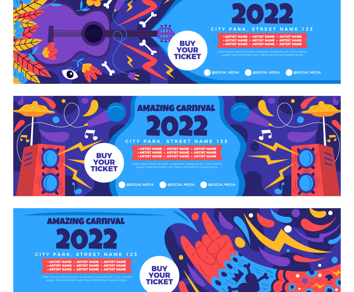 Set of Music Festivity Banners