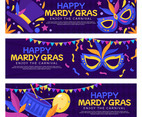 Set of Mardi Gras Carnival Banners
