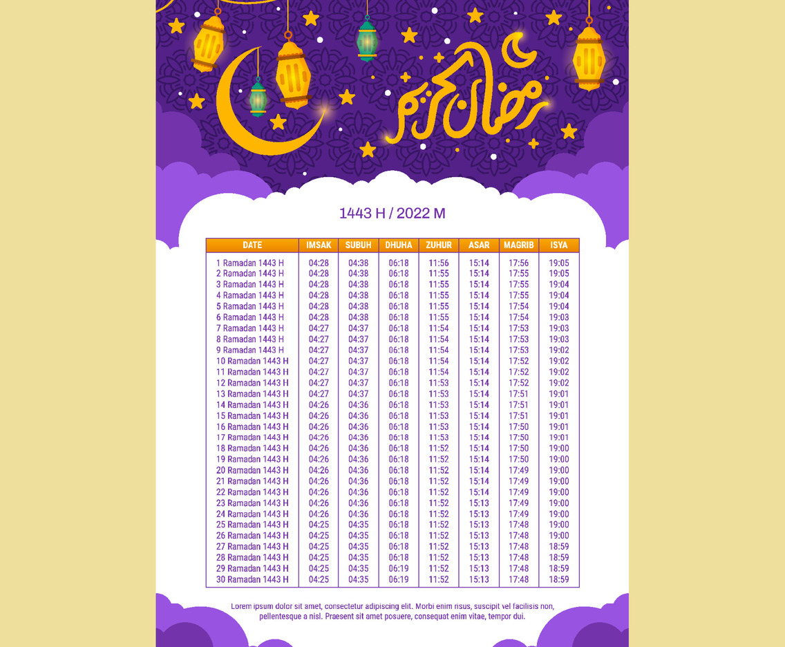 Fasting Month Calendar Template