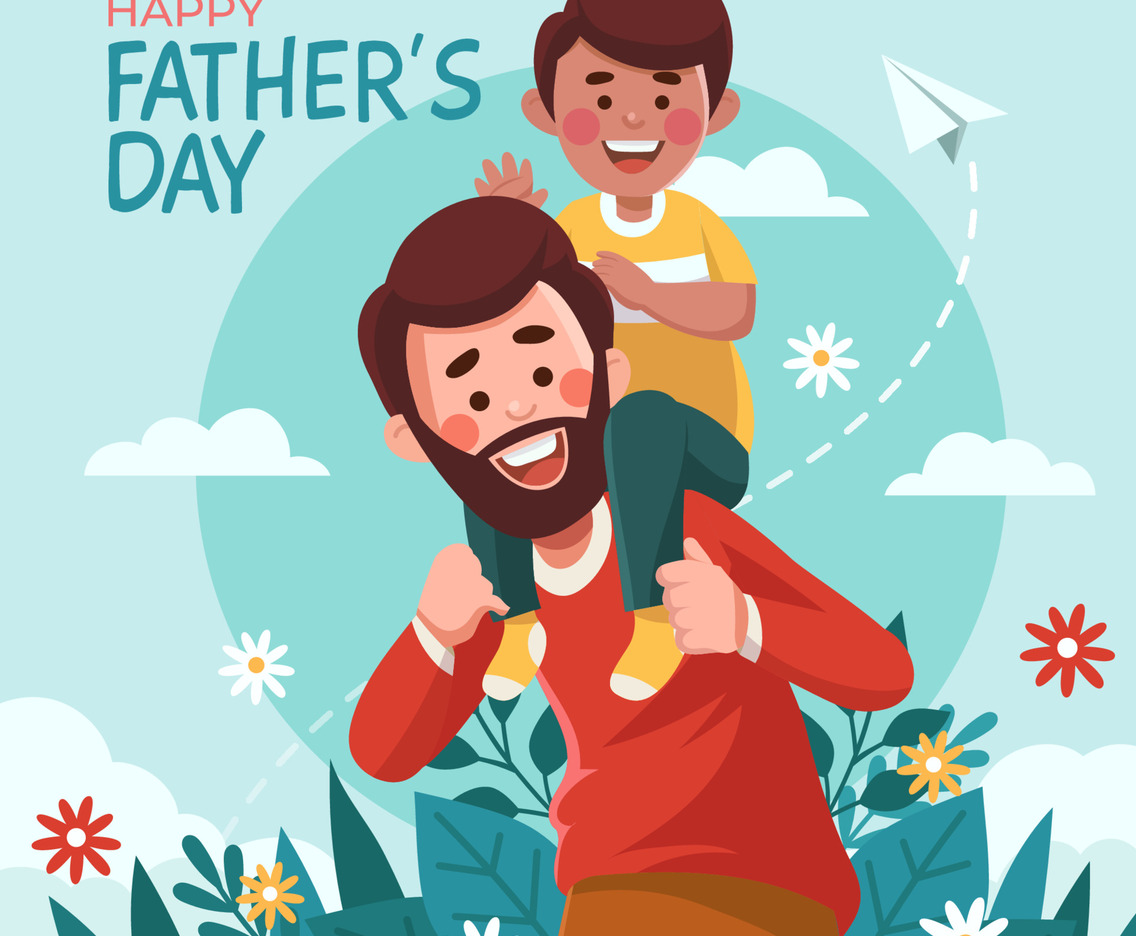 Son on His Father Shoulders Concept