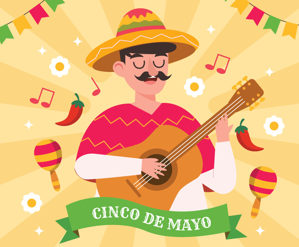 Man Playing Guitar At Cinco De Mayo Event