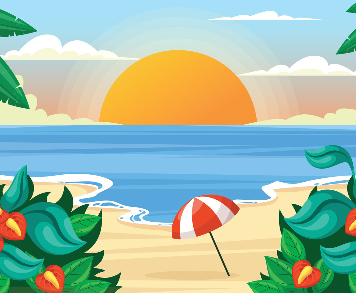 Sunset Beach Scenery Background