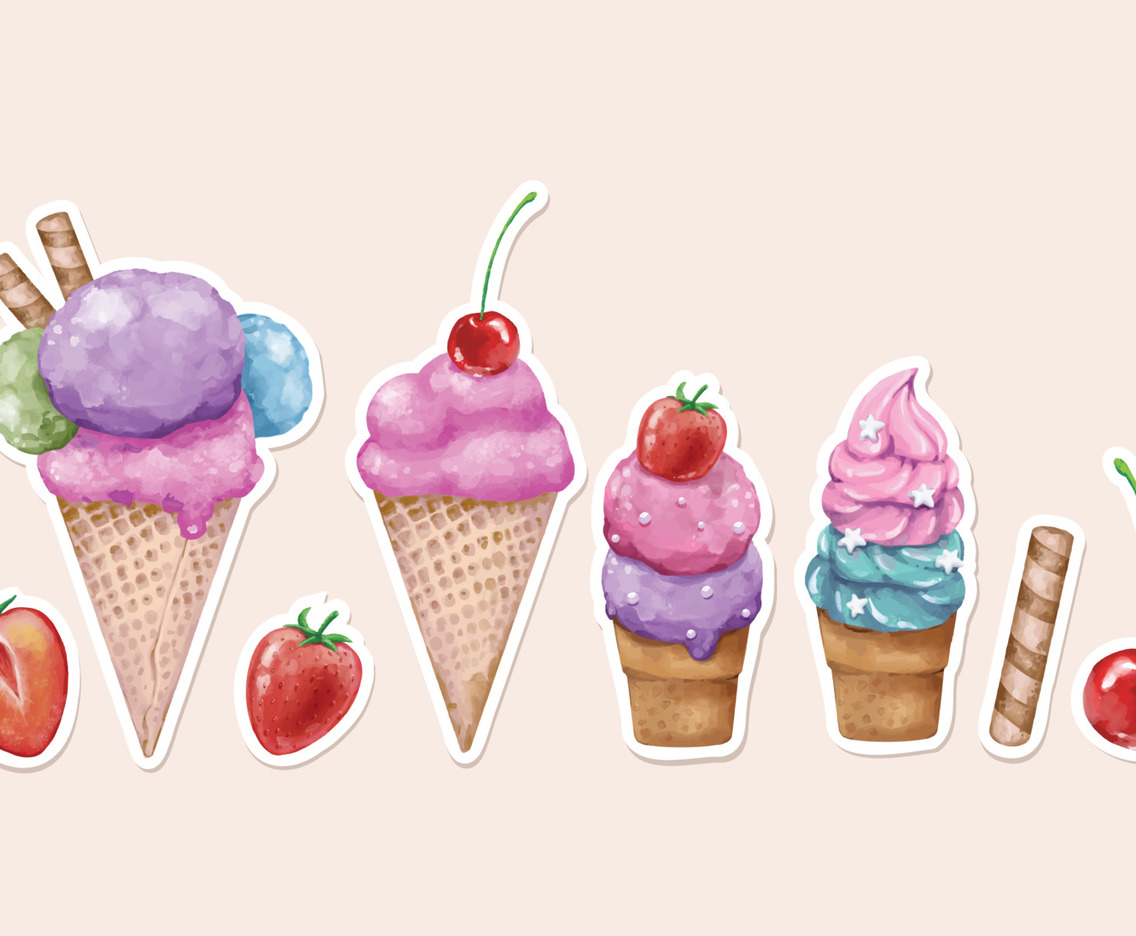 Watercolor Cold Desserts Sticker Set for Summer Journal