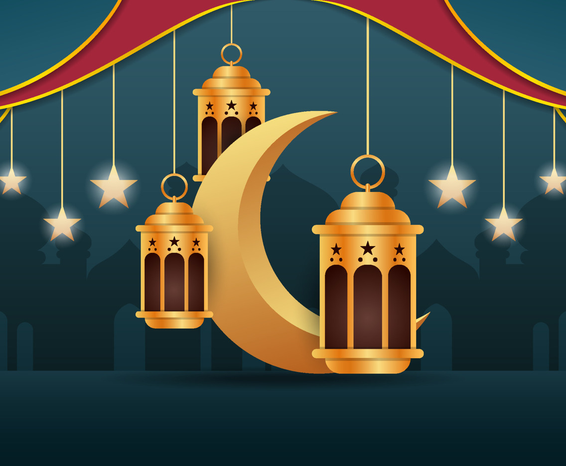 Ramadan Background with Lantern and Moon
