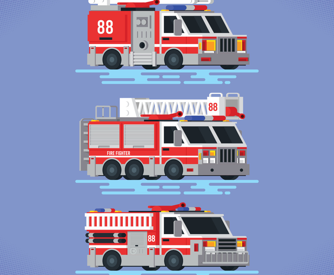 Flat Fire Truck With Different Types