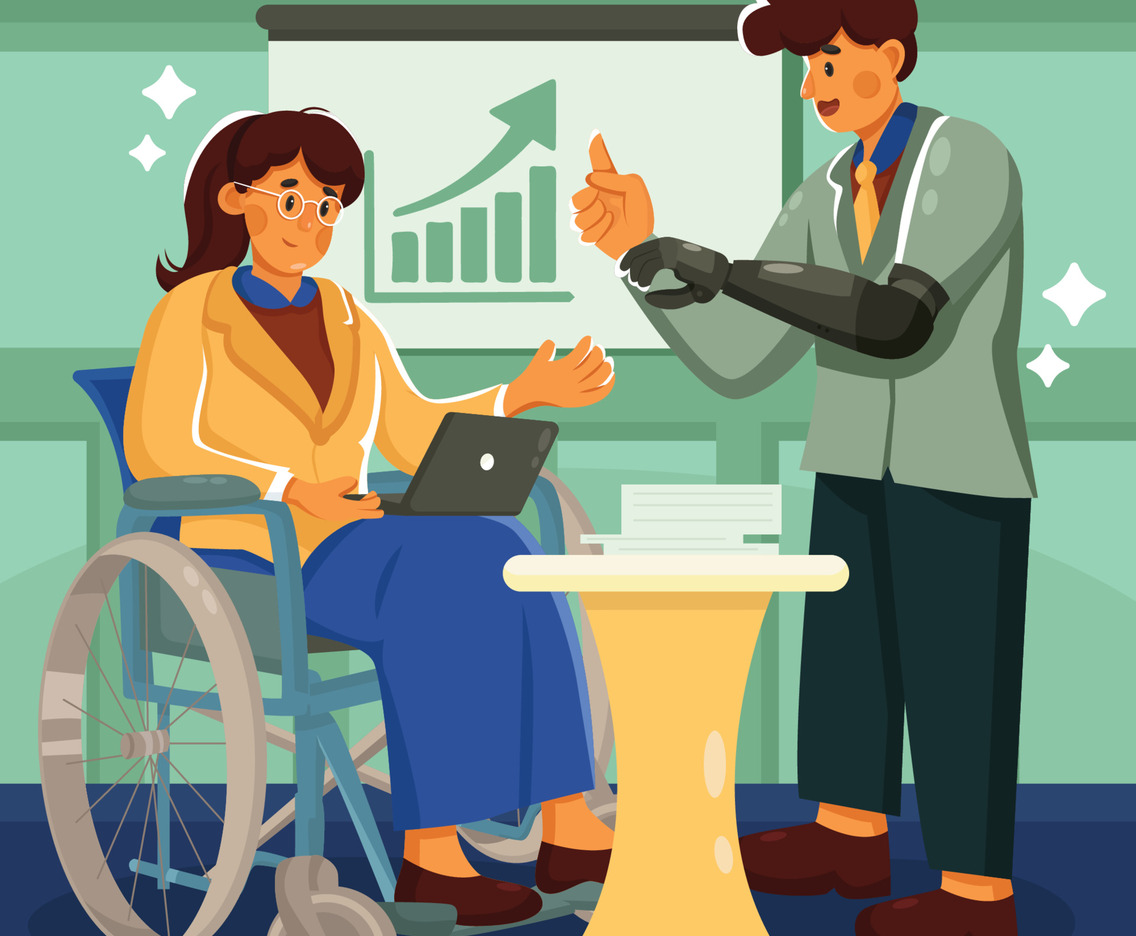 Diverse Business Man and Woman with Physical Disablity