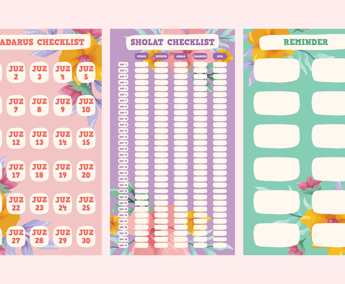 Islamic Journal Template with Sholat Schedule