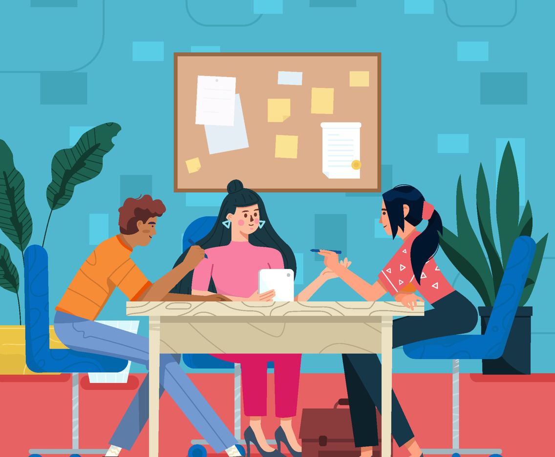 Diverse Man and Woman Having Meeting in Office