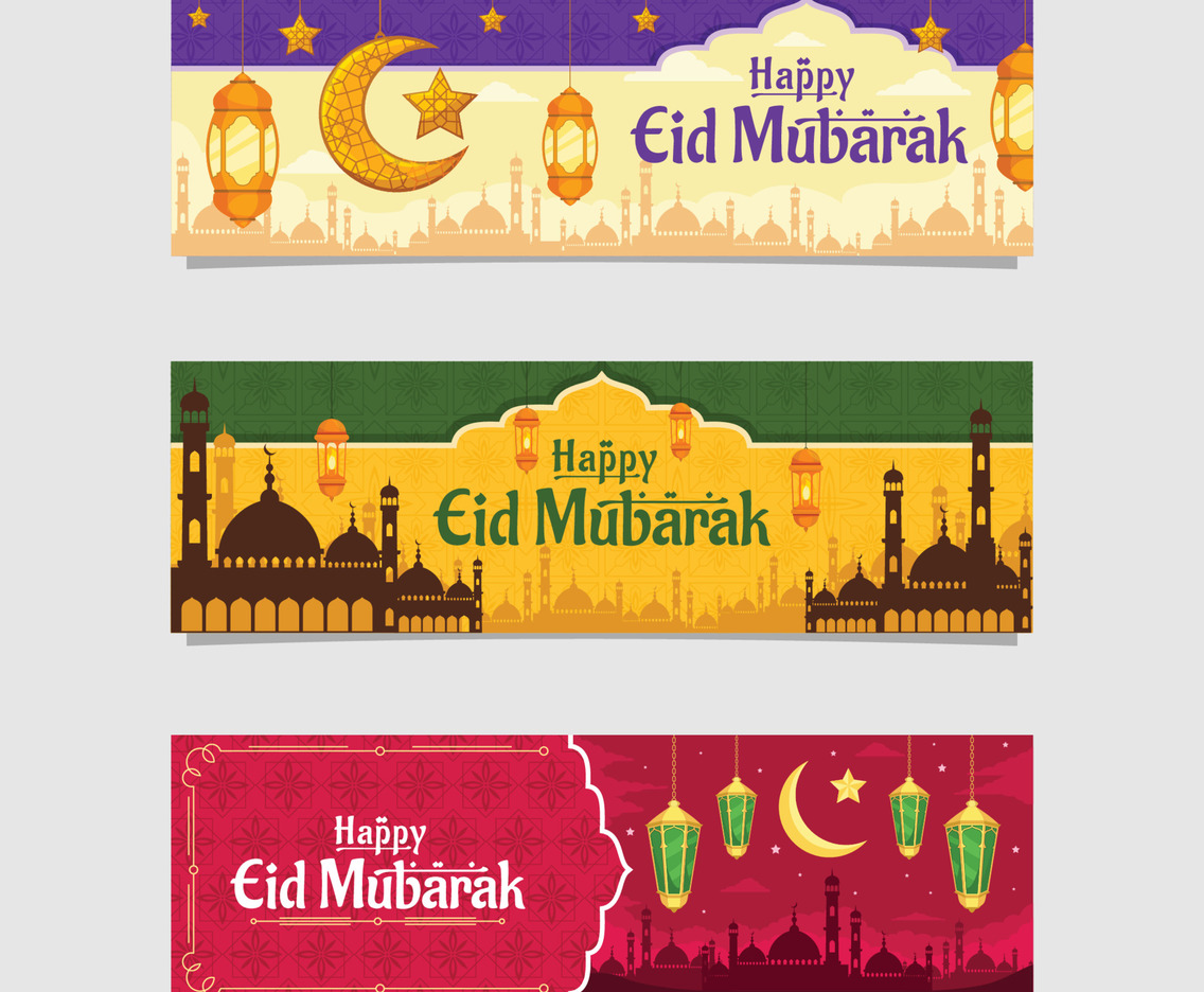 Eid Al-Fitr Season Greeting Banner Set