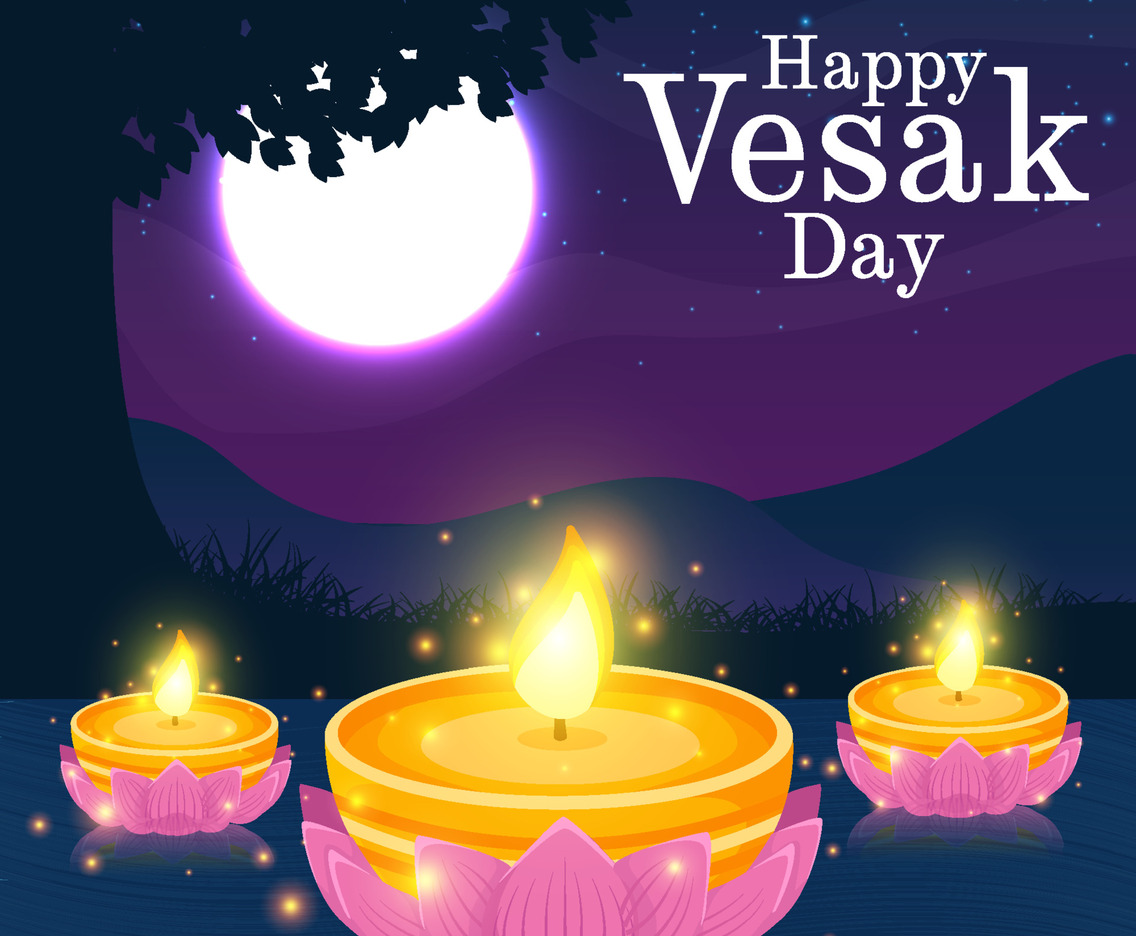 Happy Vesak Day Candle Concept