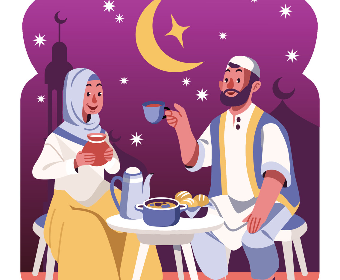 A Husband And A Wife Breaking Fast In The Month Of Ramadhan