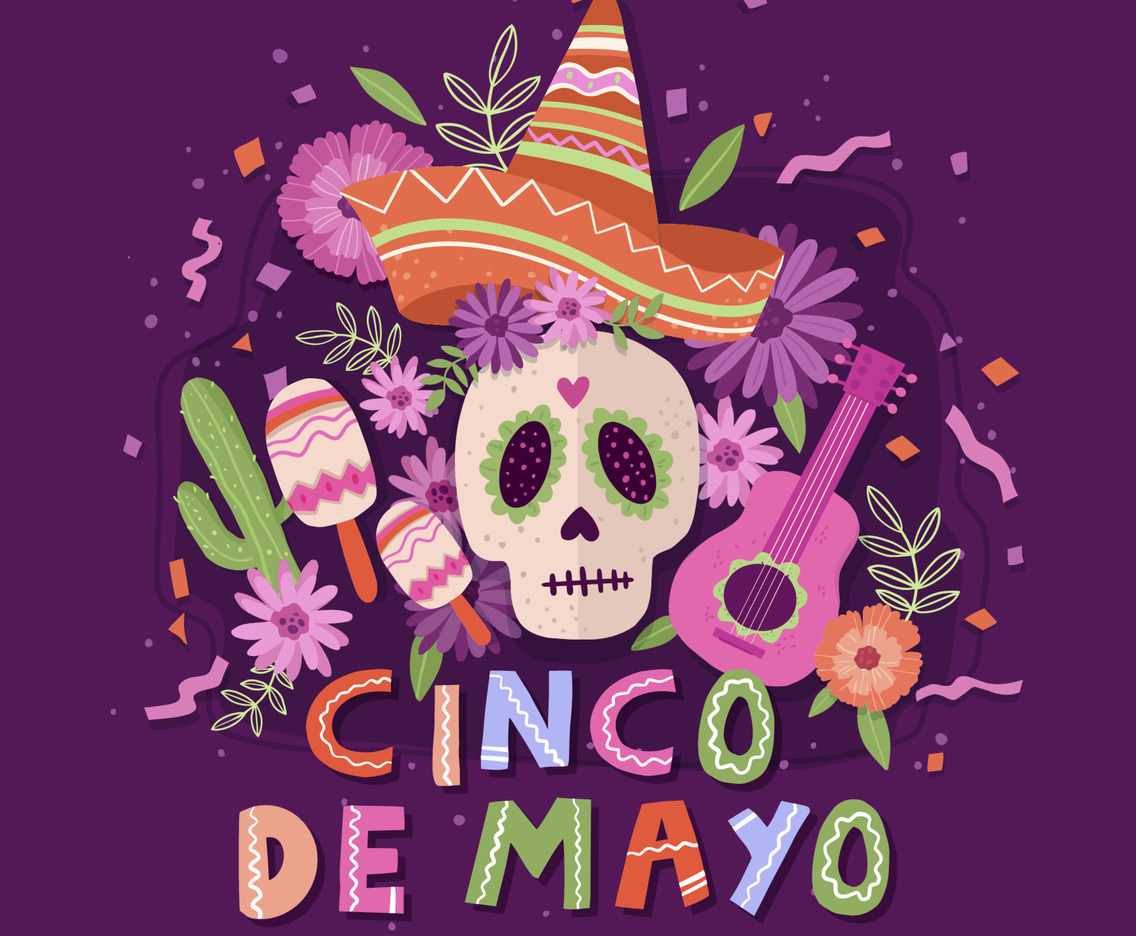 Cinco de Mayo Skull with Flowers