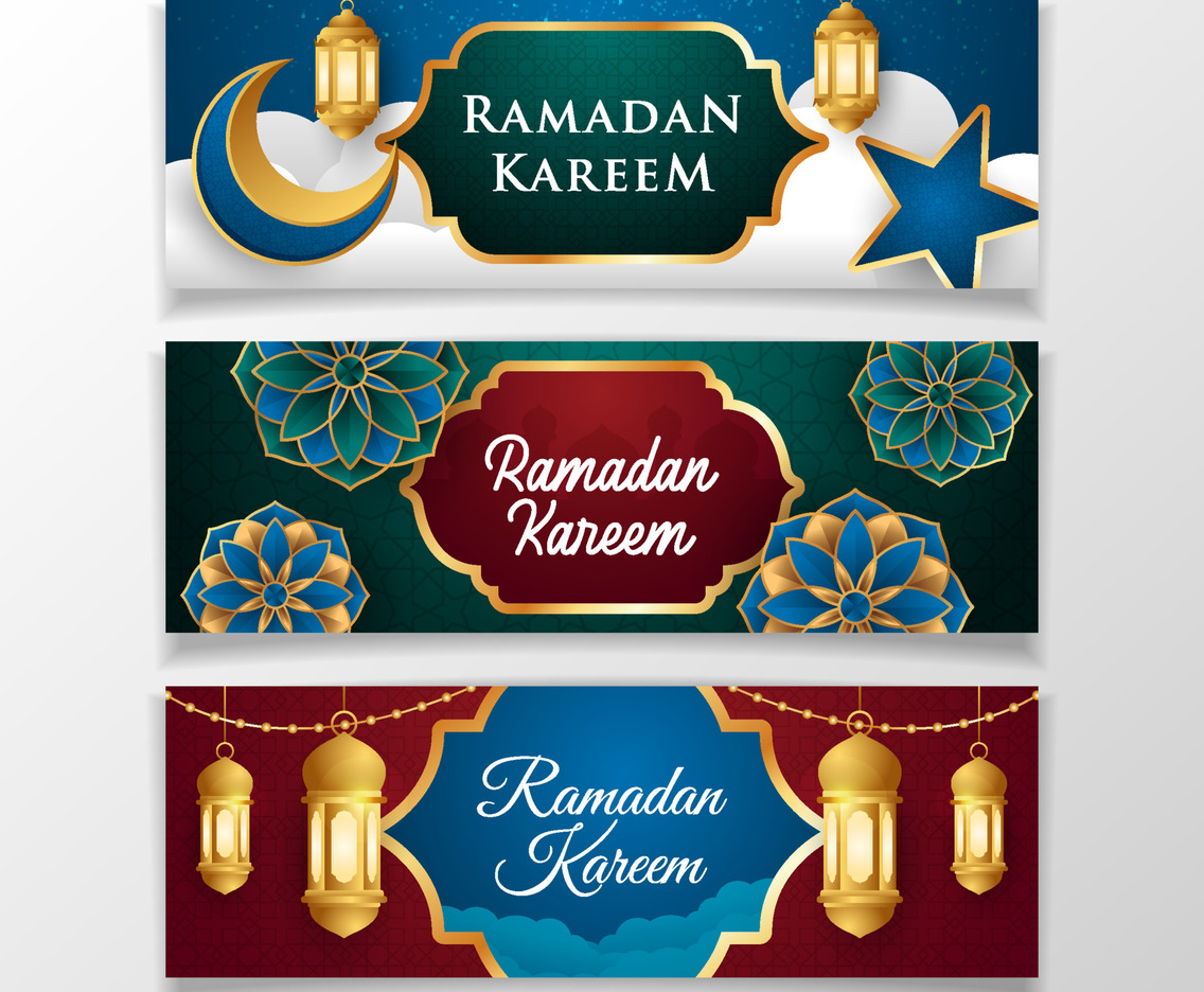 Ramadan Kareem and Idul Fitri Banner Template Set