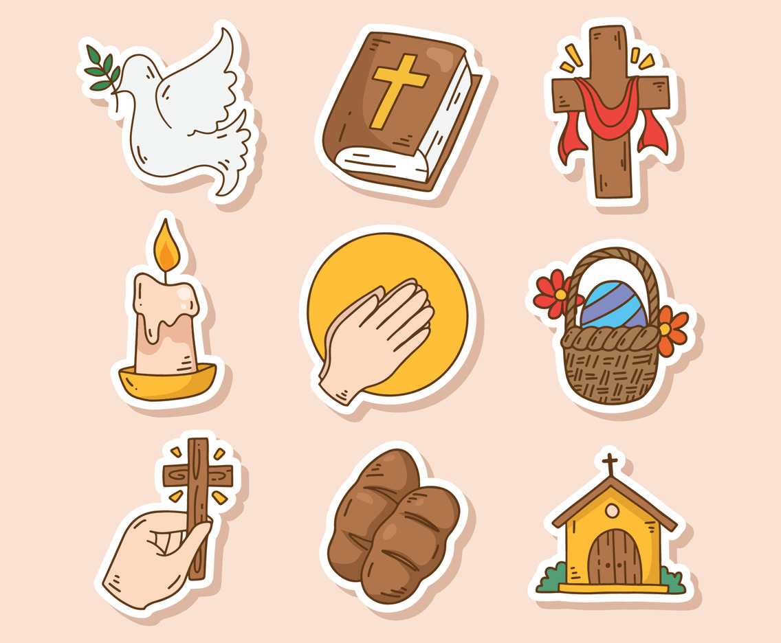 Collection of Hand Drawn Easter Elements Sticker
