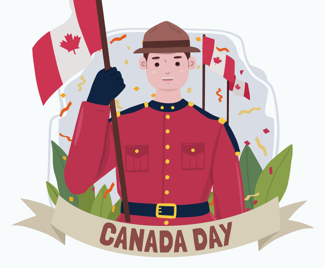 Man Celebrating Canada Day