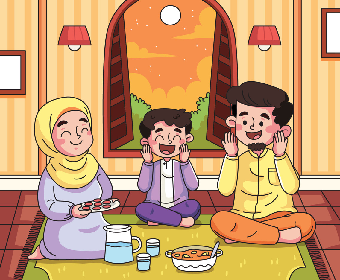Family Praying Before Ifthar during Ramadhan