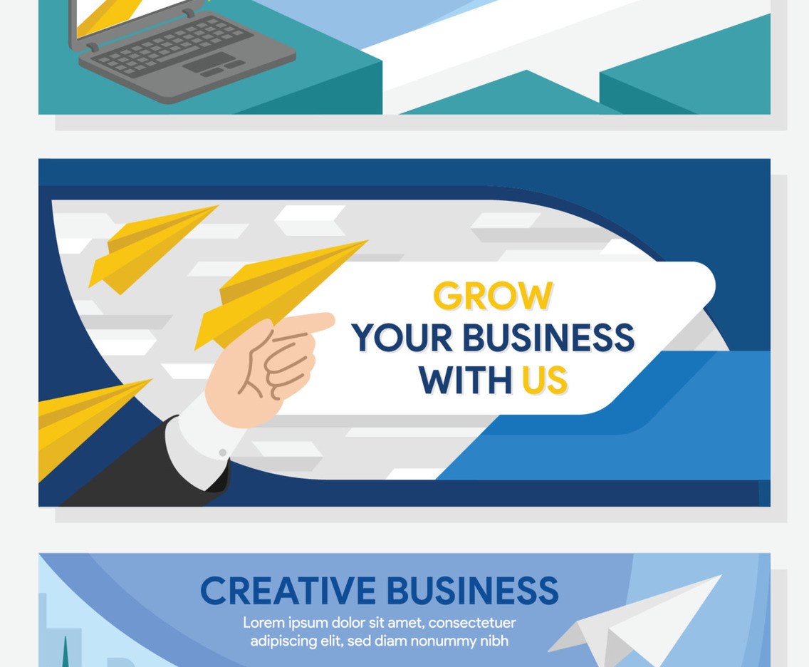 Paper Plane for Business Banner Set