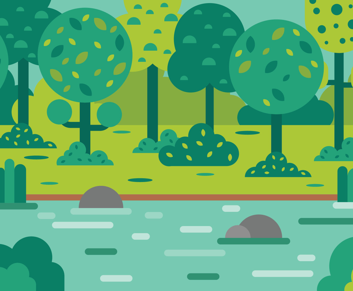 Landscape Scenery Nature Flat Design Background