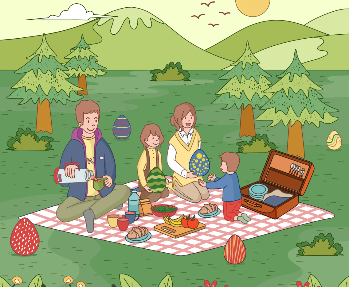 Family Celebrating Easter