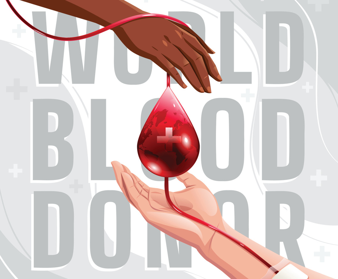 World Blood Donor Day Concept with Hands Donating Blood