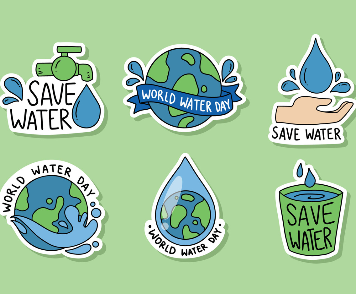 Set of Hand Drawn Sticker for World Water Day Campaign