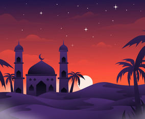 Desert And Mosque Background Vector Art & Graphics | freevector.com