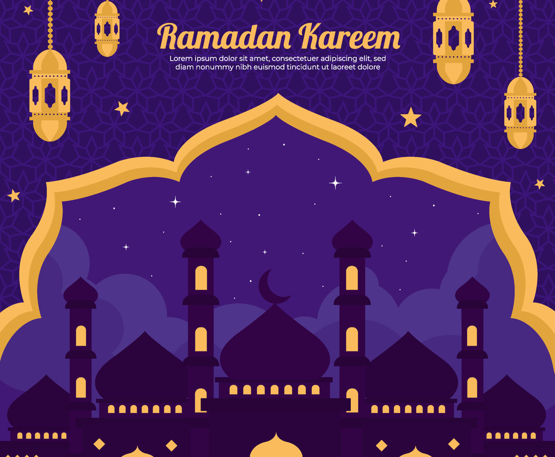 Background of Flat Mosque Ramadan Kareem