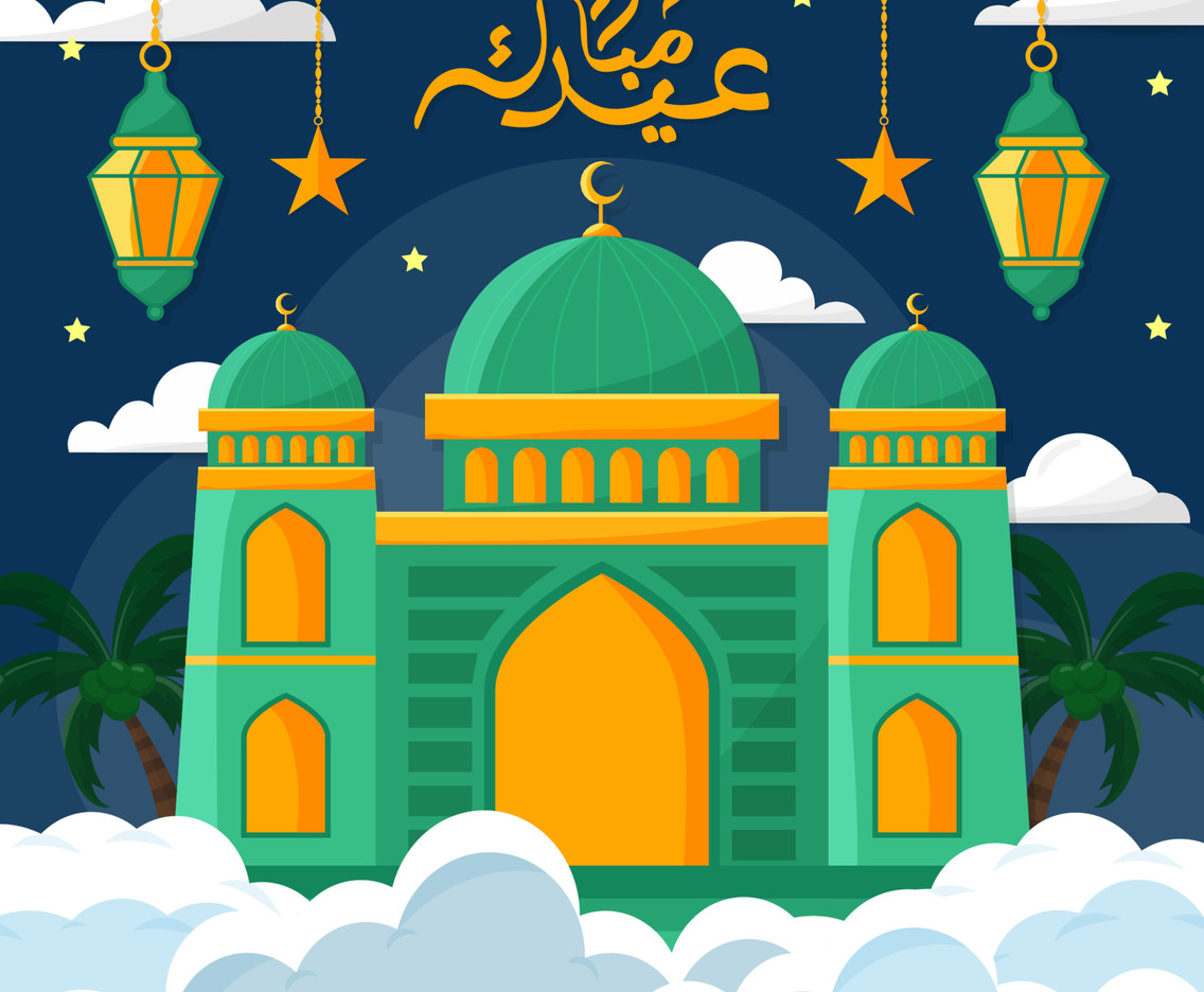 Eid Mubarak Background with Mosque