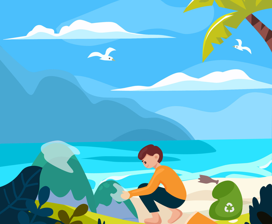Cleaning Beach for World Environment
