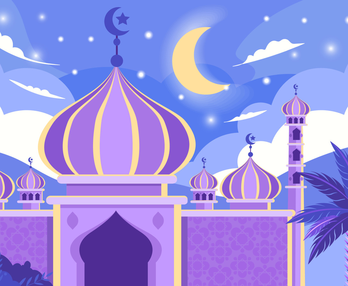 Purple Mosque at Night Eid