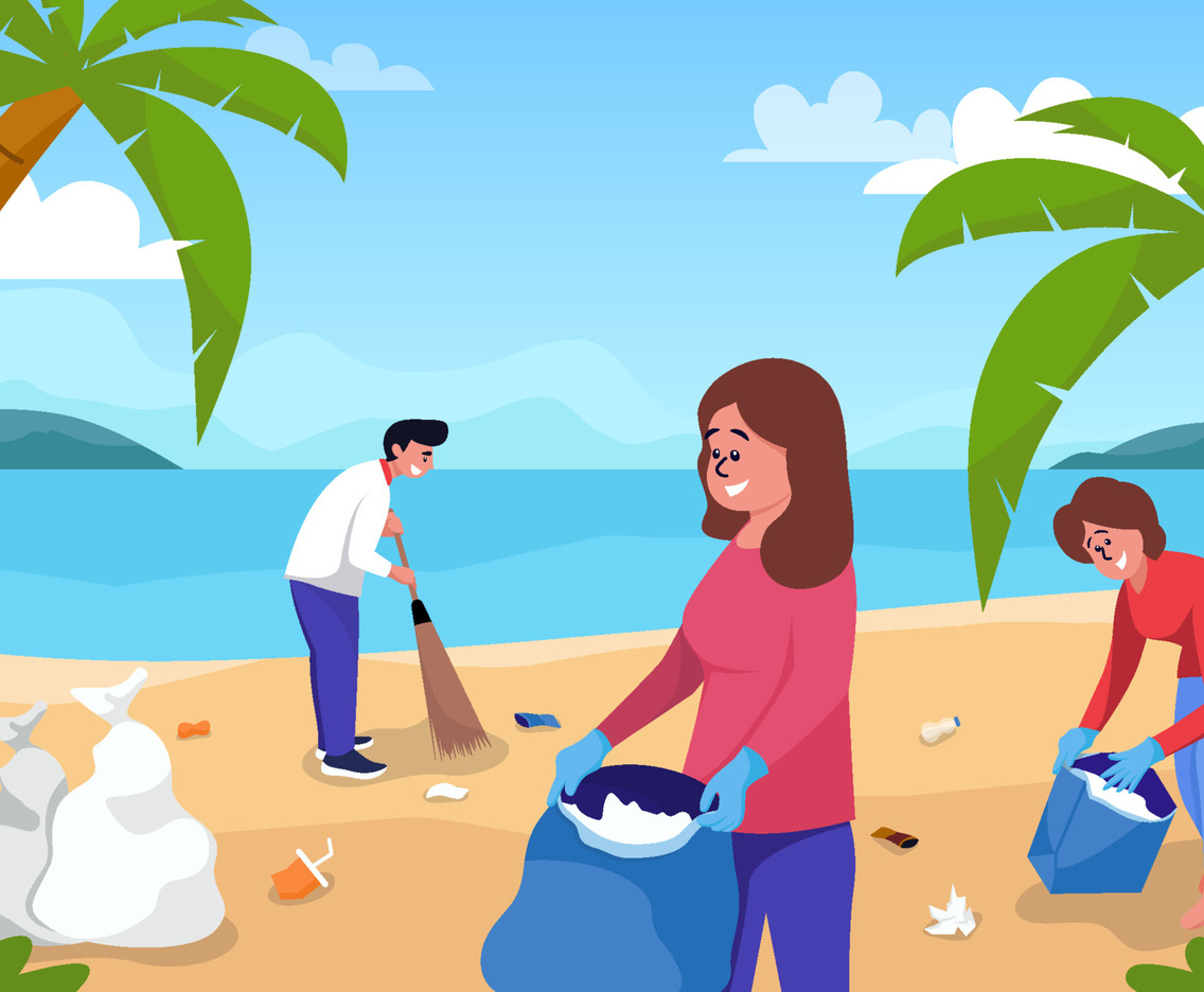 People Cleaning Garbage on Beach Area