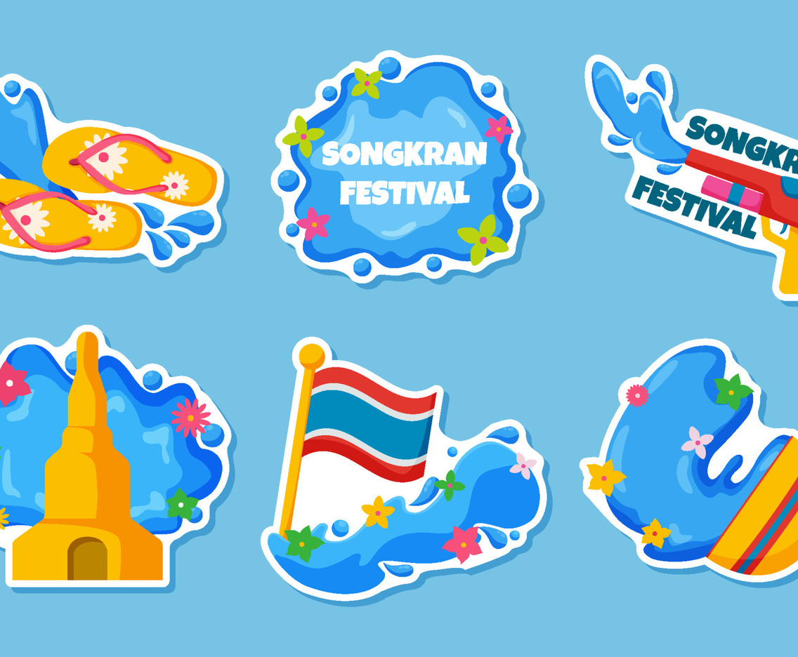 Collection Set of Songkran Festival Sticker