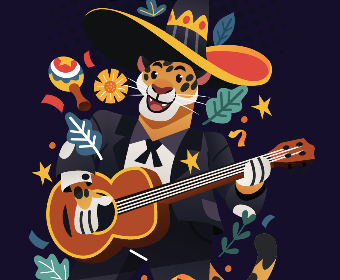 A Jaguar Playing Guitar at Cinco De Mayo Celebration