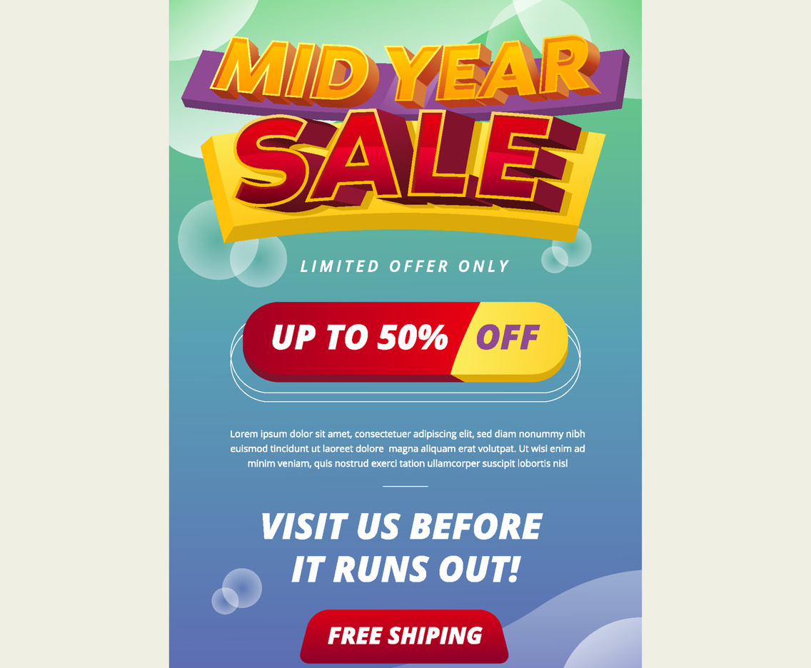 Colorful Mid Year Sale Poster Template