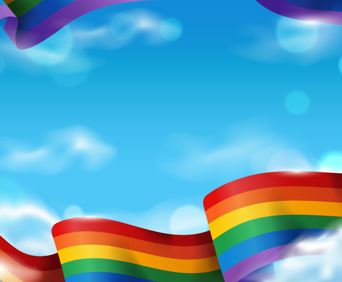 Pride Month with Flag and Blue Sky Background