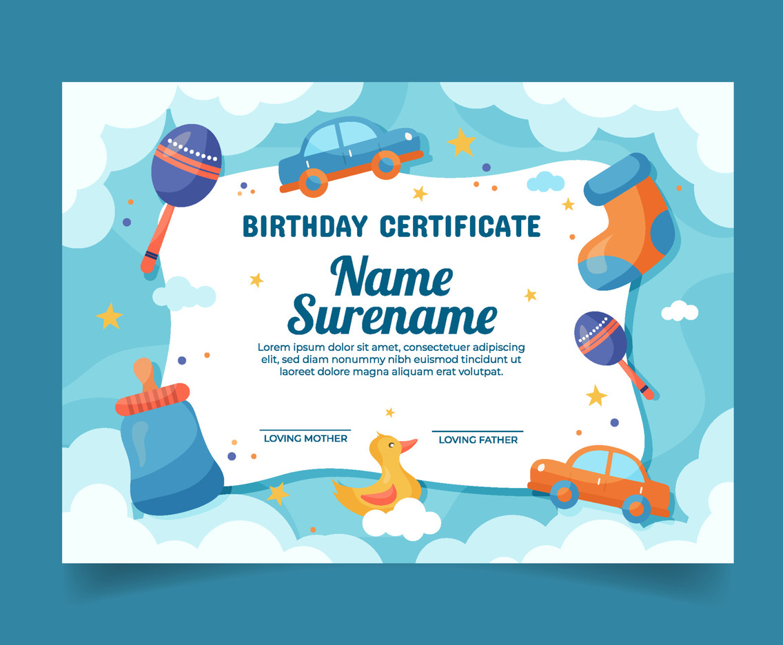 Template of Birth Certificate