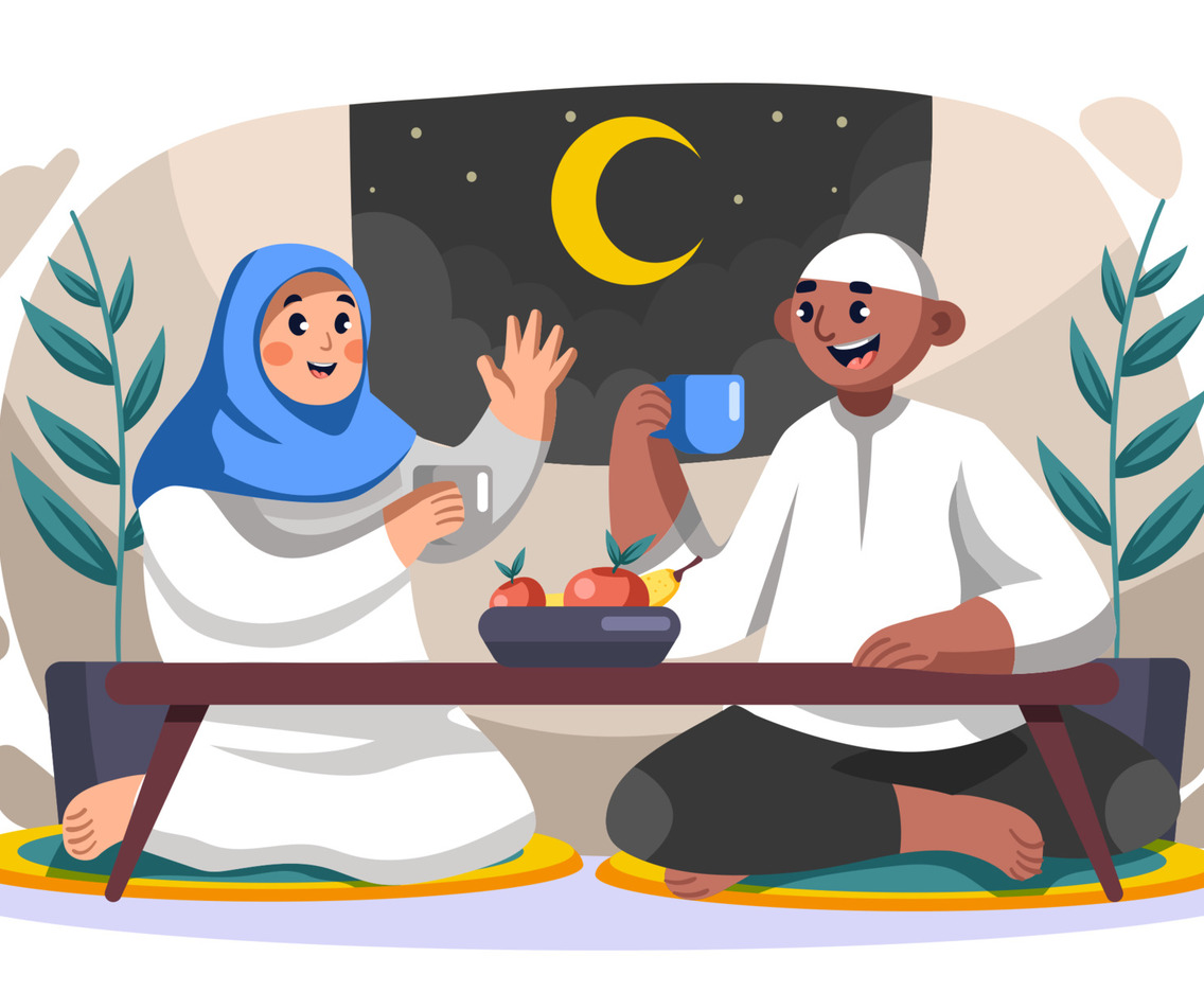 Happy Family Healthy Breakfasting Iftar