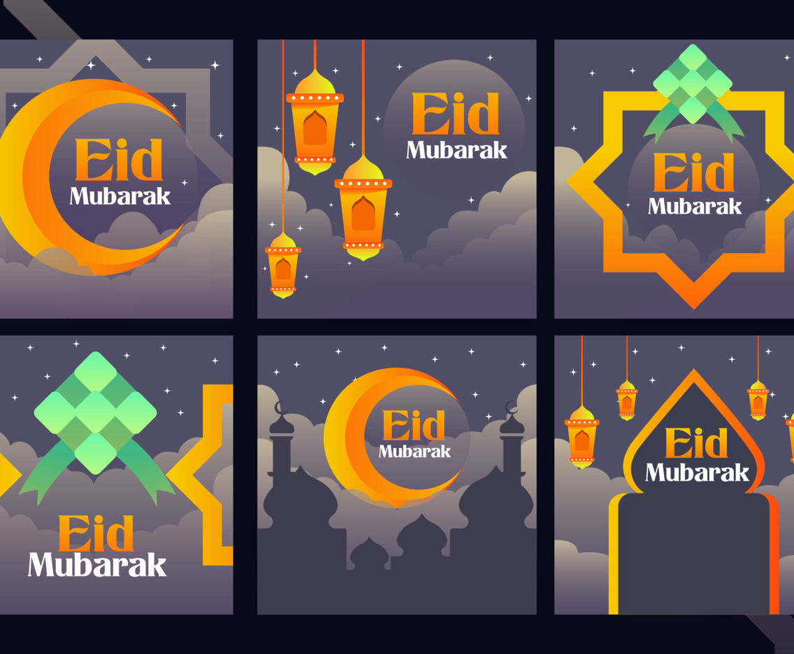 Night Stars Islamic Eid Mubarak Social Media