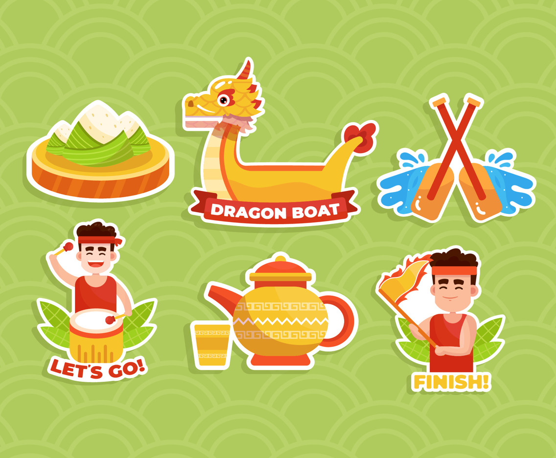Dragon Boat Sticker Set Concept