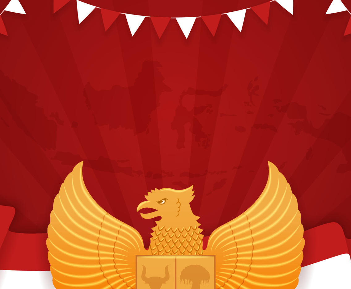 Hari Pancasila Background with Garuda and Indonesian Flag