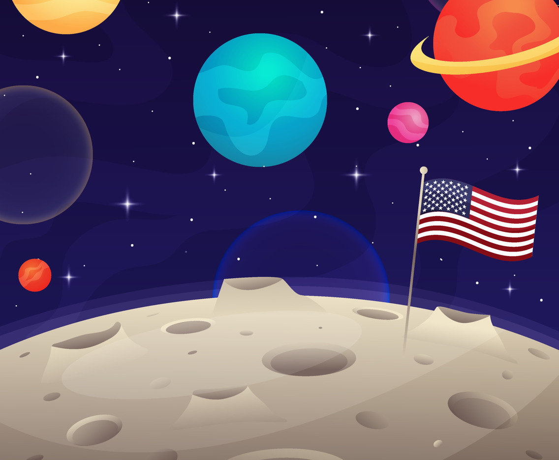 Background of Nation Moon Day with Planet